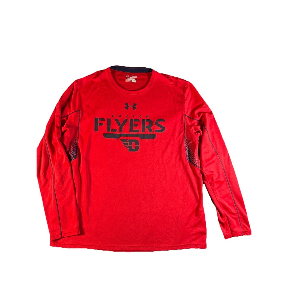 Under Armour Dayton Flyers Long Sleeve Shirt Men's XL Red HeatGear NCAA‎ Fan